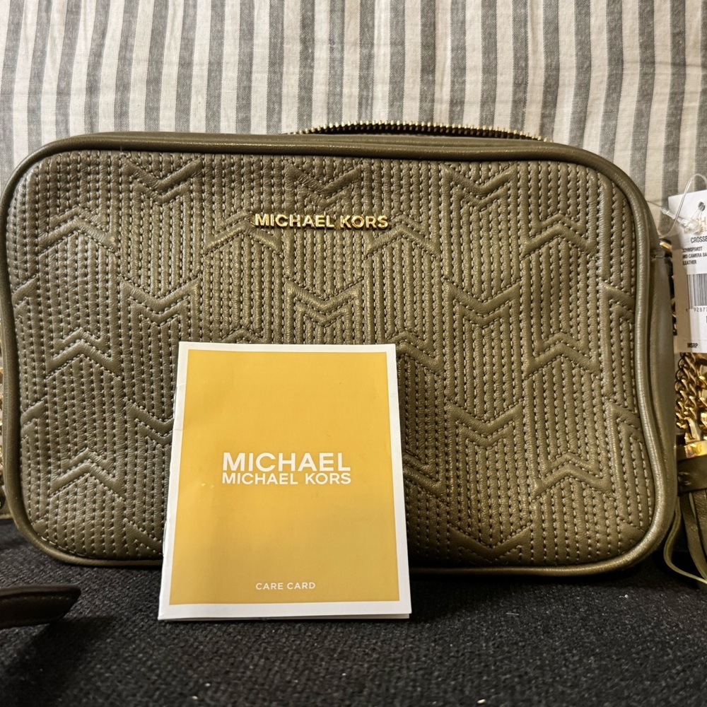 Michael Kors Green Quilted Leather Crossbody Bag